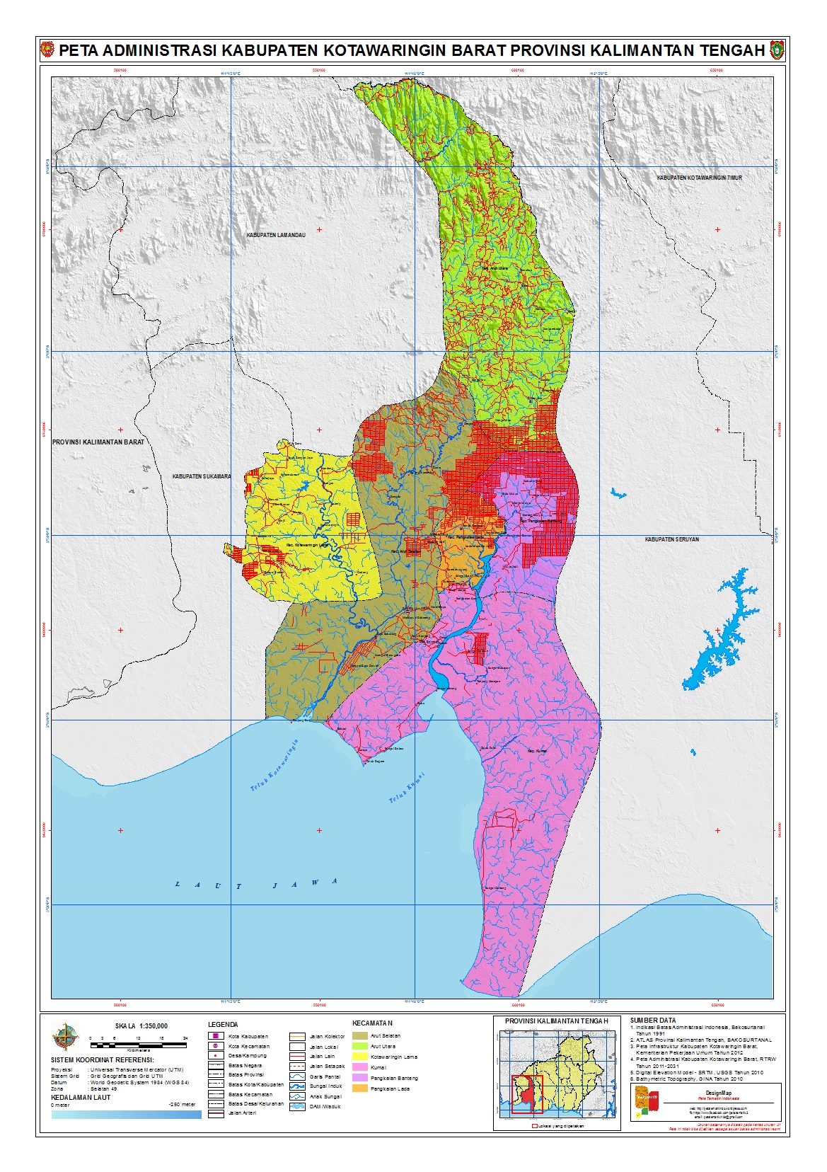 Daftar Nama Kecamatan Kelurahan/Desa & Kodepos Di Kota/Kabupaten Kotawaringin Barat Kalimantan Teng